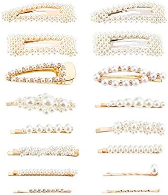16 Pack Artificial Pearl Hair Pins Alloy Hair Barrettes Decorative Wedding Bridal Hair Clips Acce... | Amazon (US)