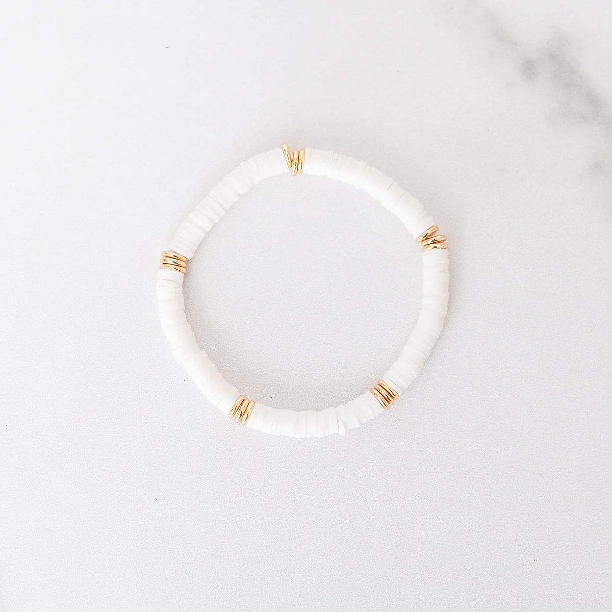White Polymer Clay Bracelet | Golden Thread