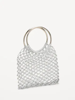 Metallic Crochet Ring Handle Bag | Old Navy (US)