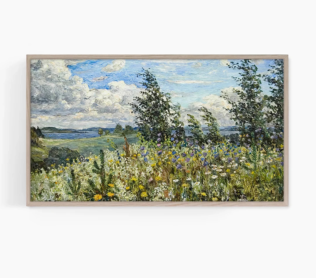Samsung Frame TV Art, Spring Landscape, Post Impressionist Style Textured Digital Painting with B... | Etsy (US)
