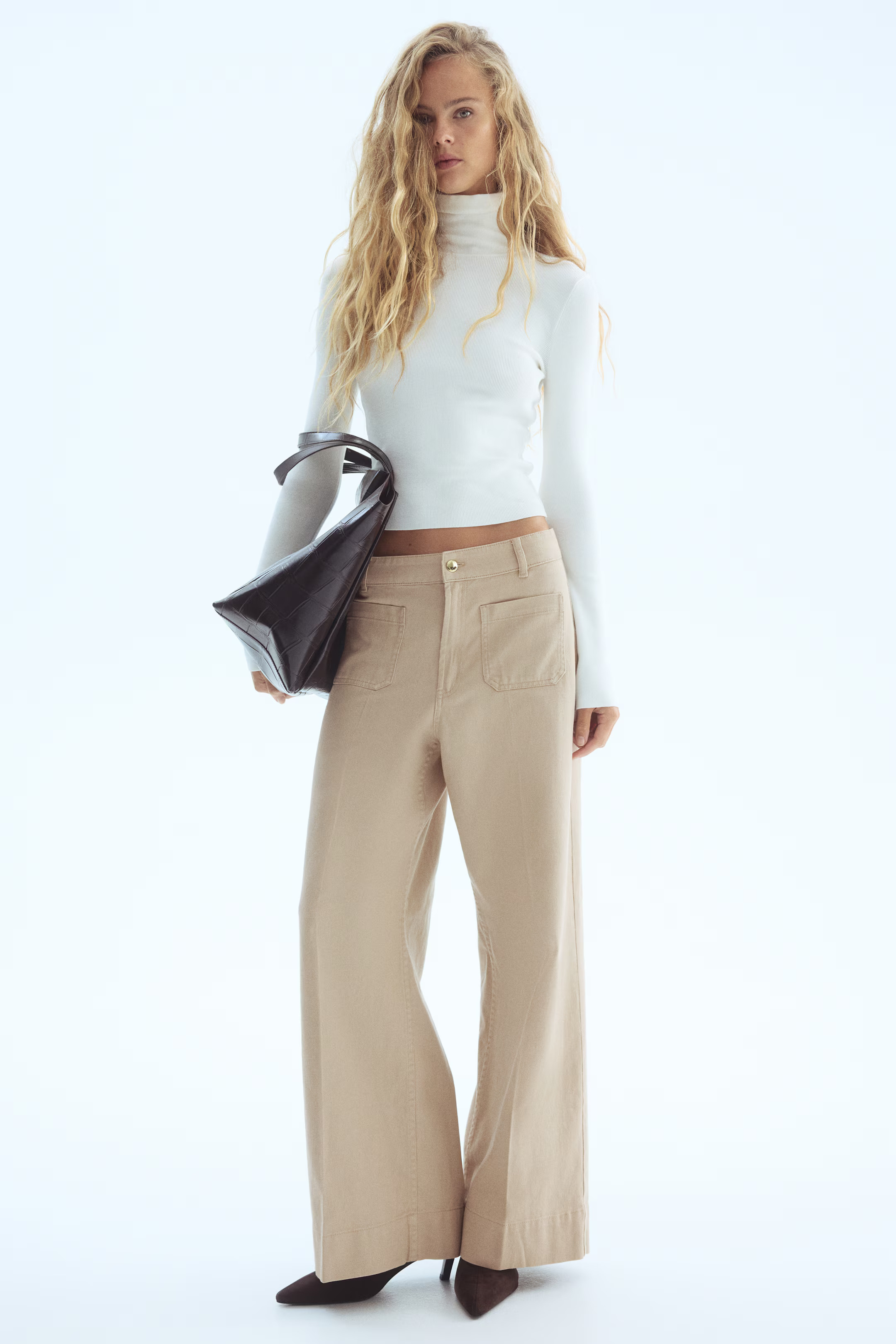 Wide-Leg Twill Pants | H&M (US + CA)