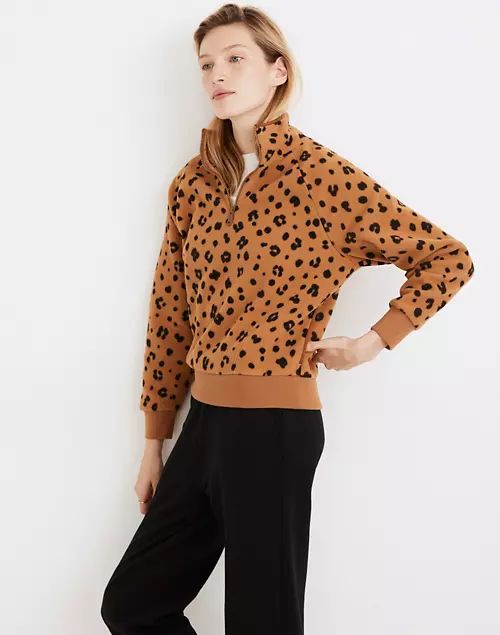 MWL Betterfleece Half-Zip Sweatshirt in Cheetah Print | Madewell