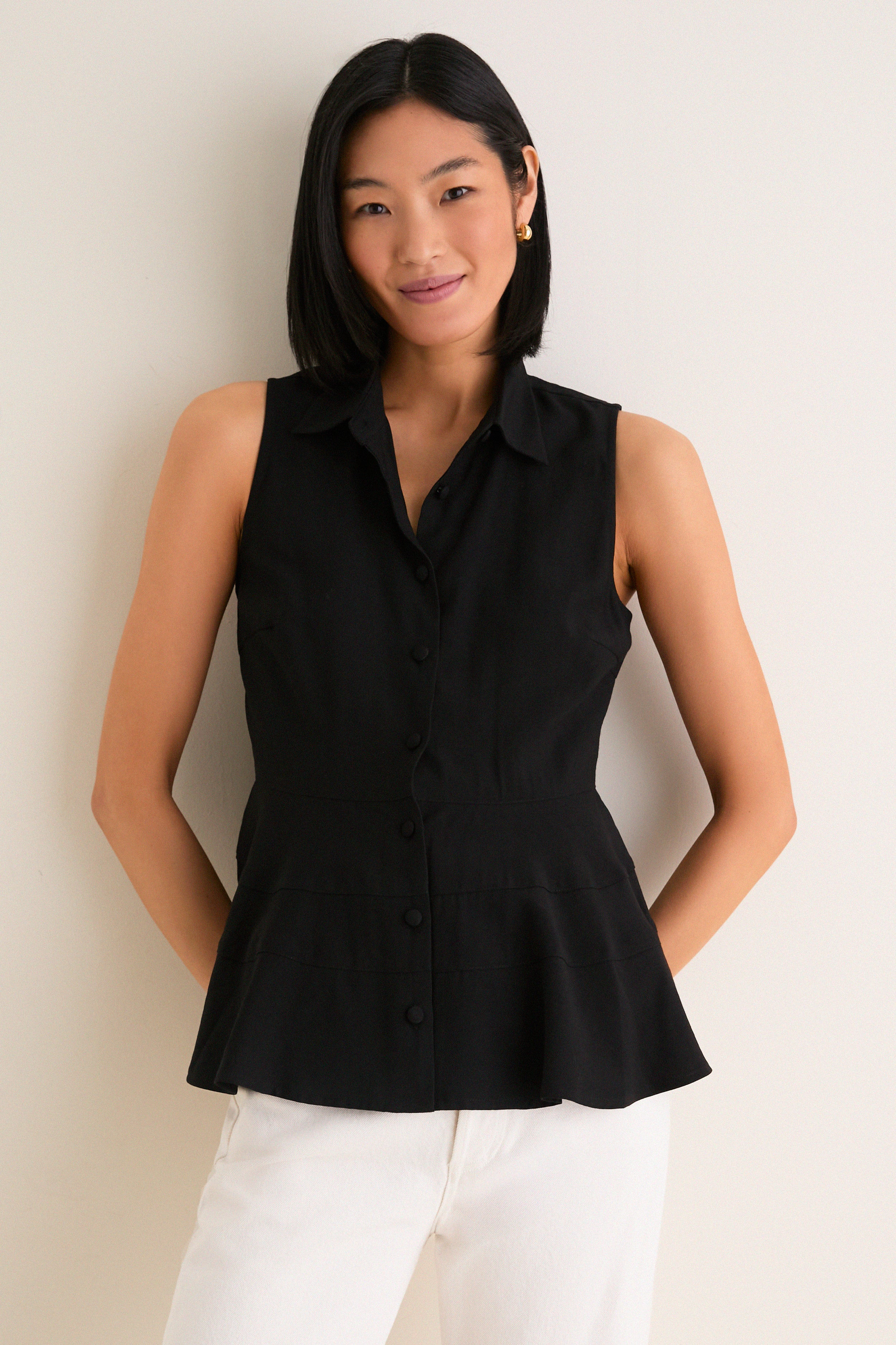 Black Sleeveless Ashlen Blouse | Tuckernuck (US)