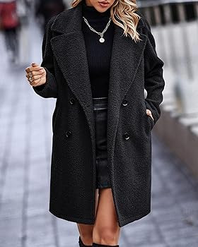 BTFBM Women 2024 Winter Faux Fur Coats Lapel Long Sleeve Fuzzy Fleece Outerwear Button Down Sherp... | Amazon (US)