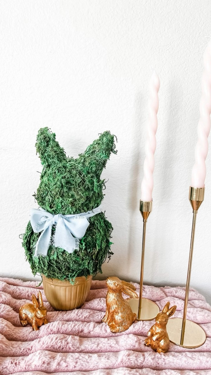 DIY Moss Bunny 🐰 Gold Bunnies were in the dollar section of target. Stand + Plastic Blue Bunny were at Dollar Tree!

#LTKVideo #LTKSeasonal #LTKhome