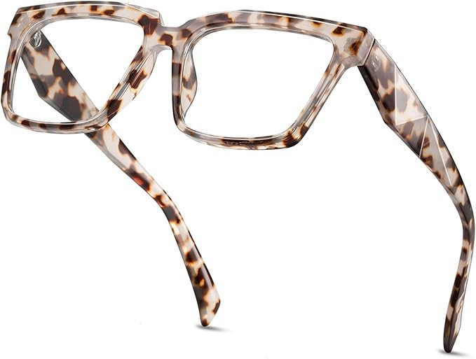 Oversized Blue light glasses for Women Men - Ideal for Work/Gaming/TV - Anti Eyestrain UV Protect... | Amazon (US)