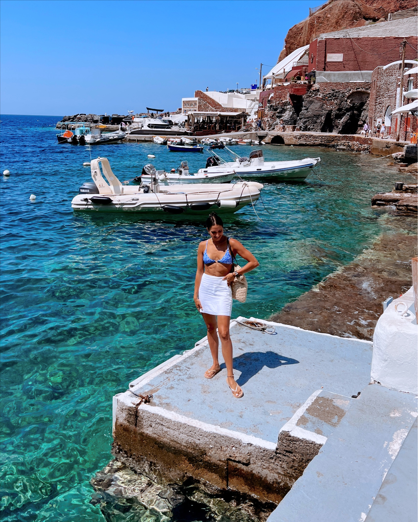One of my favorite bikinis for Santorini! The blue just pops✨ wearing size medium! #bikini #amazonbikin #bluebikini #swim #amazonswim #amazonfinds #abercrombie #linenskirt #hm #vacationoutfits 