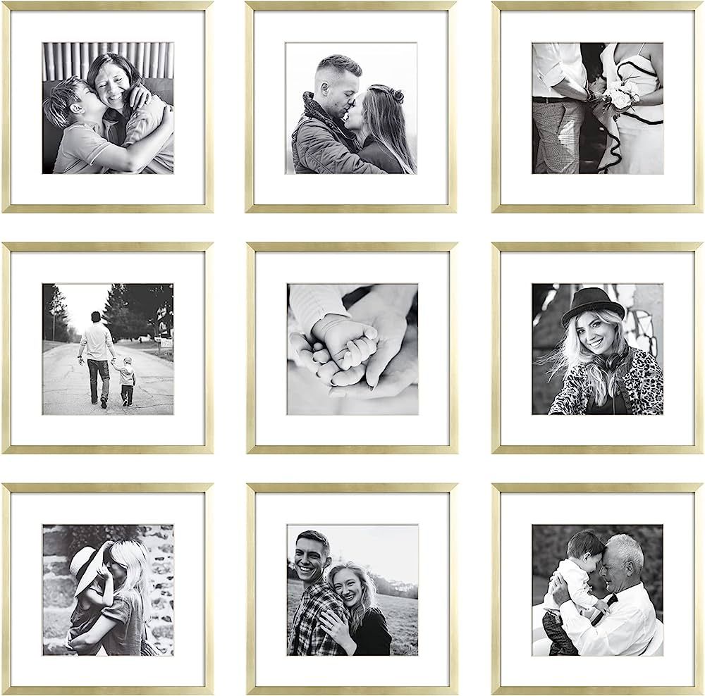 ArtbyHannah Gold Gallery Wall Frame Set, 12x12 Square Picture Frames Wall Art Decor -Display Phot... | Amazon (US)