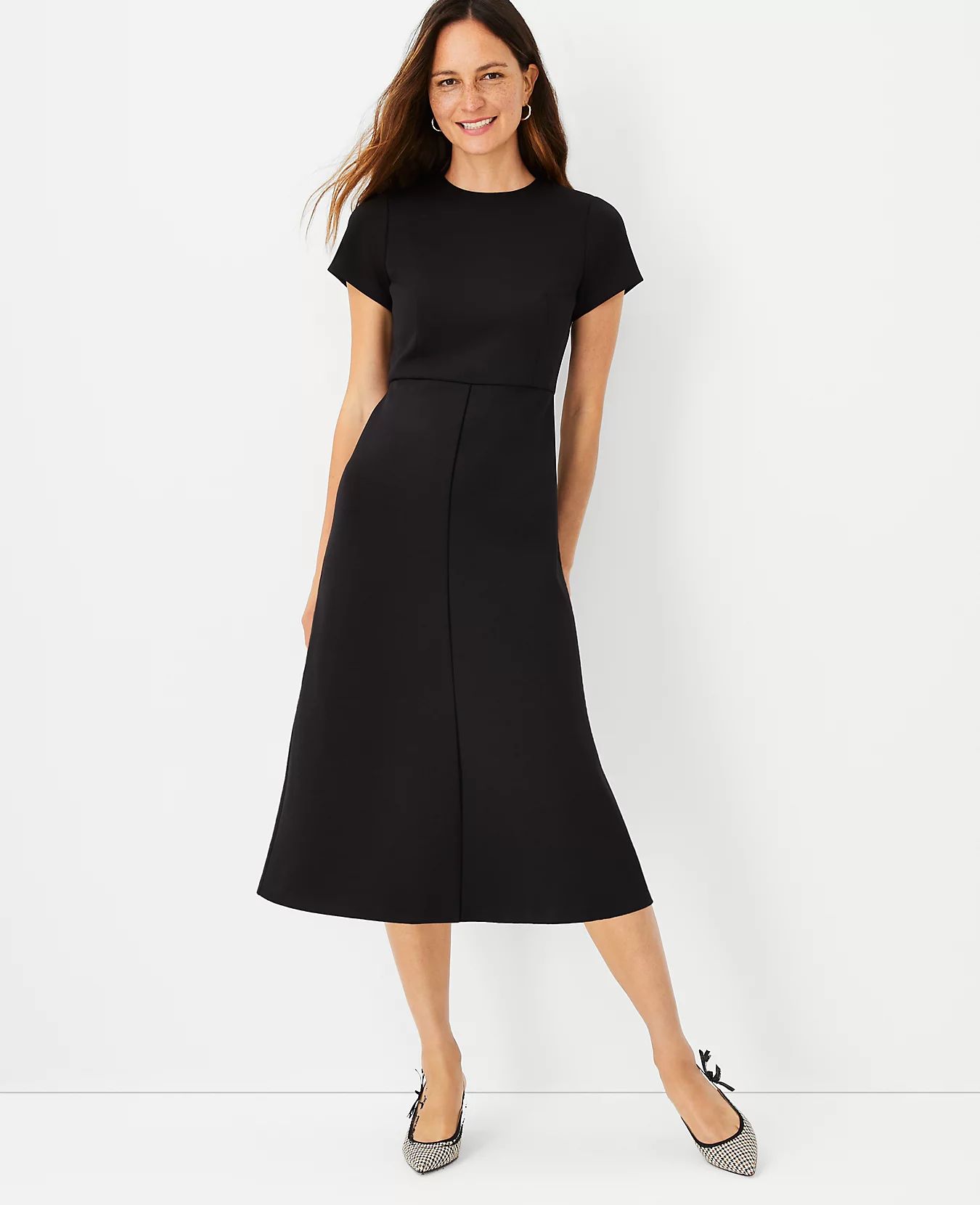 The Midi Flare Dress in Double Knit | Ann Taylor | Ann Taylor (US)