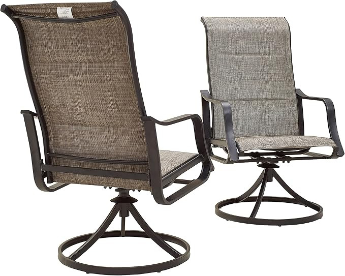 LOKATSE HOME Outdoor Patio Dining Chair Swivel Sling Rocker Set with Steel Metal Frame (Set of 2)... | Amazon (US)