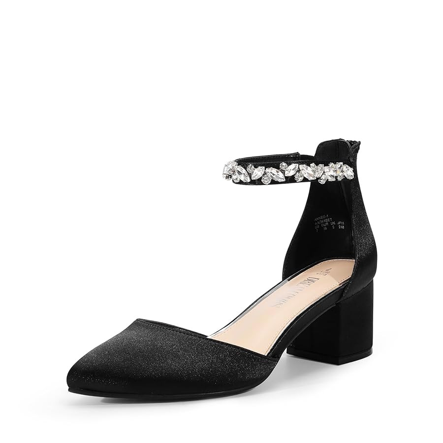 DREAM PAIRS ANNEE Pointed Toe Low Chunky Heels Pump Shoes | Amazon (US)