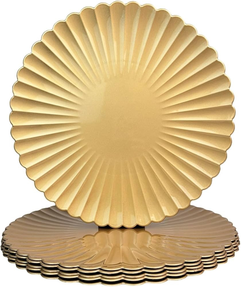 Gold Charger Plates, 13 Inch Plastic Round Dinner Charger Plates for Wedding Party, Tabletop Deco... | Amazon (US)