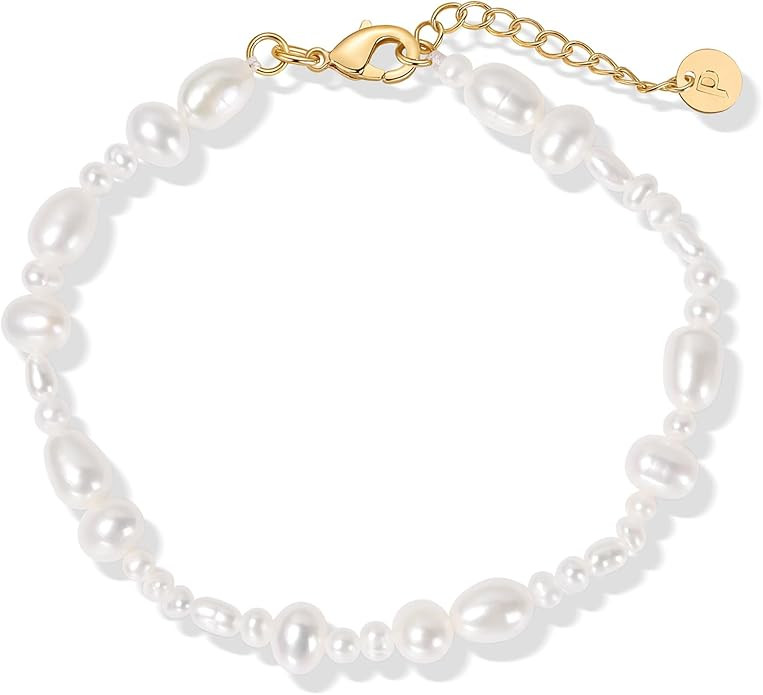 PAVOI 18K Gold Plated Beaded Freshwater Cultured Pearl Bracelet for Women | Dainty Bracelet with ... | Amazon (US)