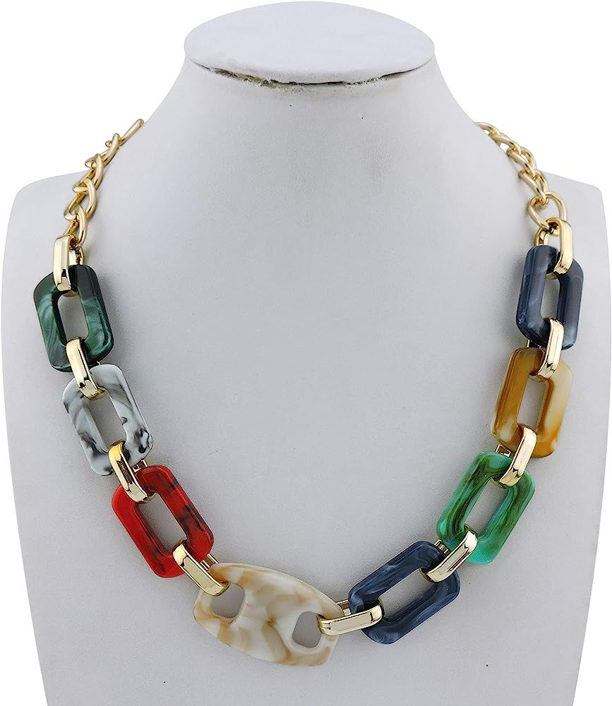 Firstmeet Fashion Chunky Link Chain Long Oval Necklace for Women | Amazon (US)