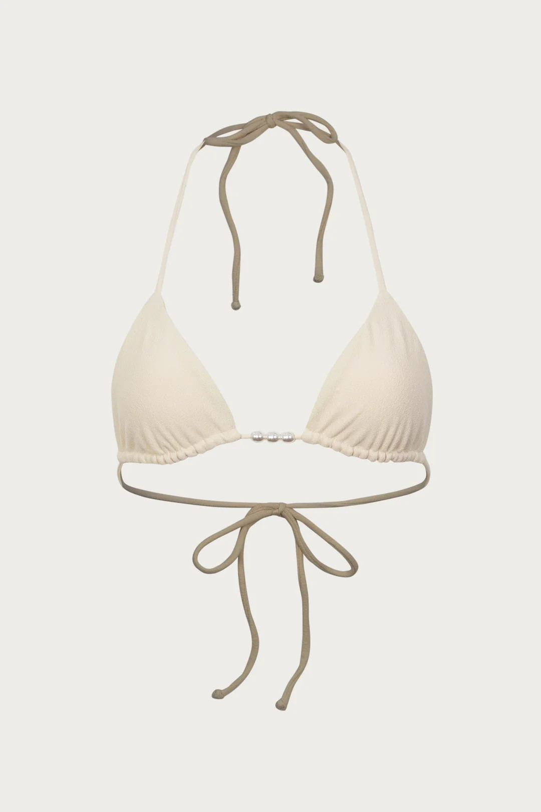 Beaded Triangle Top (Faux Suede Cream) | SAME