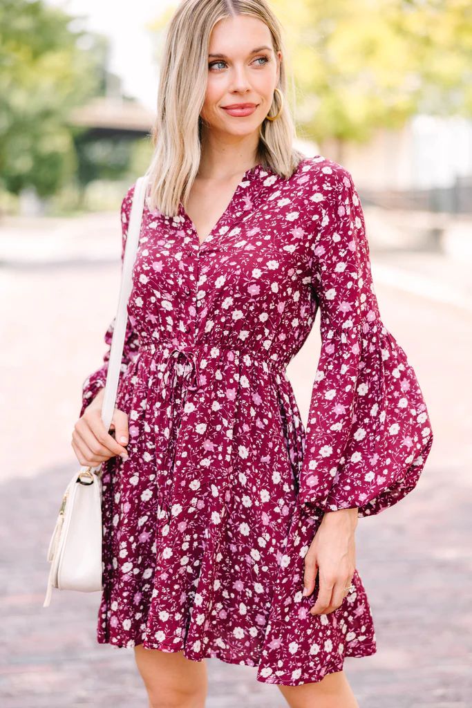 Out For The Day Burgundy Red Floral Dress | The Mint Julep Boutique