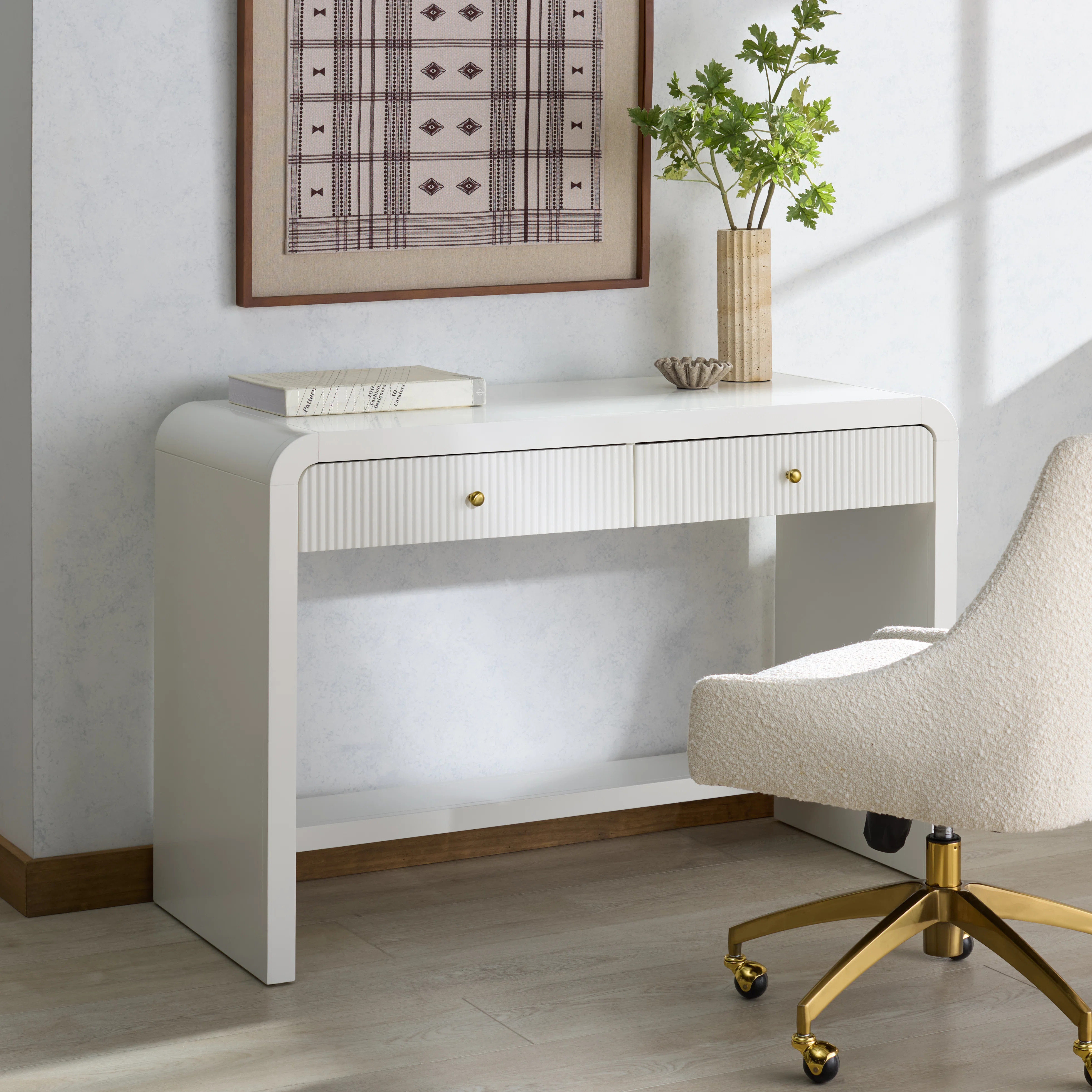 Ebern Designs Liabella 2 Drawer Curved Desk | Wayfair | Wayfair North America