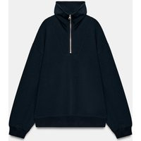 Zara - Interlock Zip-Up Sweatshirt - Navy Blue - S - Woman | Zara UK