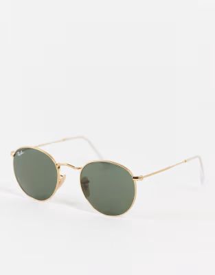 Ray-Ban round sunglasses in gold | ASOS (Global)