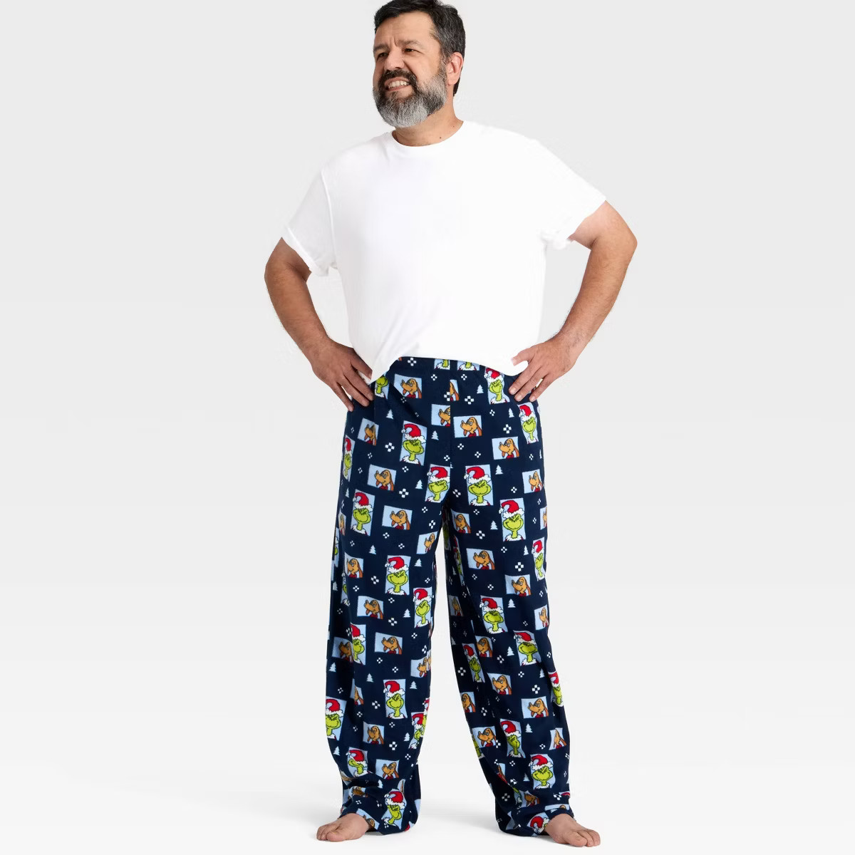 Men's Grinch Print Fleece Holiday Matching Family Pajama Pants - Navy Blue | Target