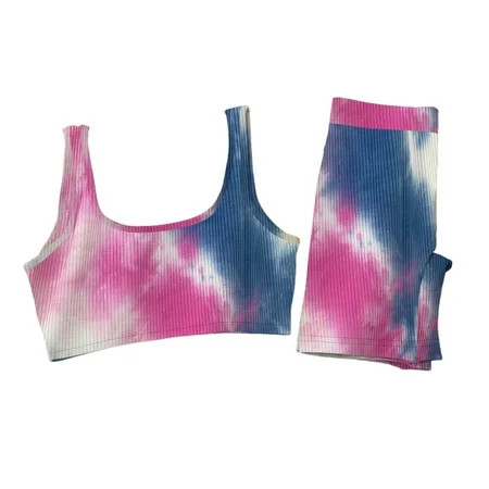 MIARHB women shirts camping 2 Piece Women Workout Sets Seamless Ribbed Tank High Waist Tie-dye Yoga  | Walmart (US)