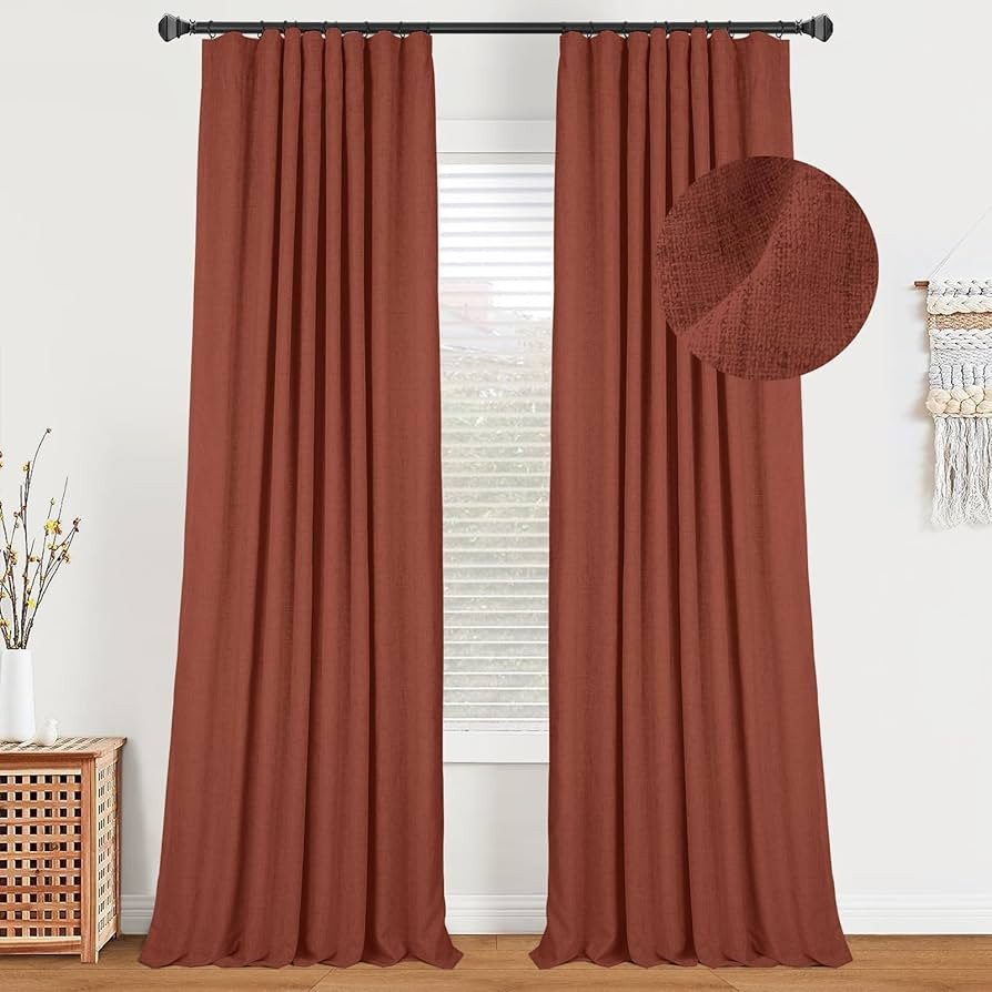 zeerobee 100% Blackout Curtains for Bedroom 108 inches Long Linen Blackout Curtains for Living Ro... | Amazon (US)