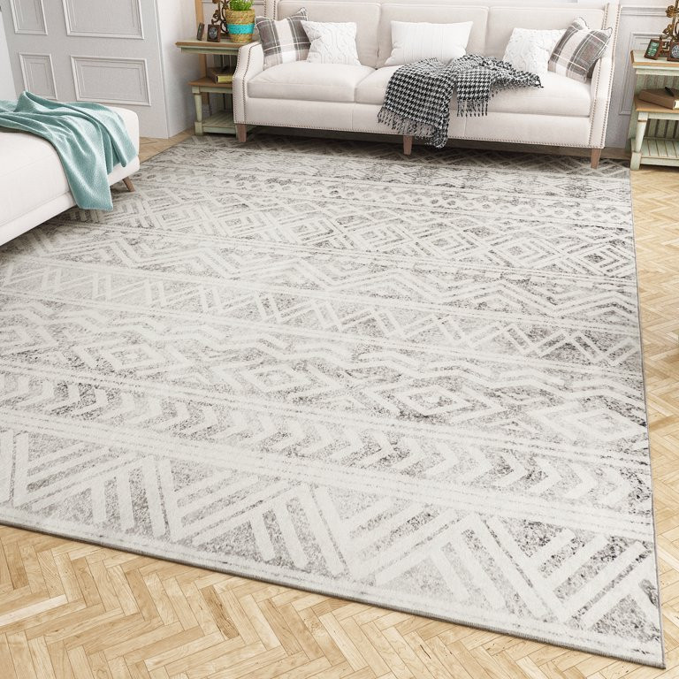 MontVoo Boho Area Rug 5x7 feet Modern Washable Area Rug Gray and White | Walmart (US)