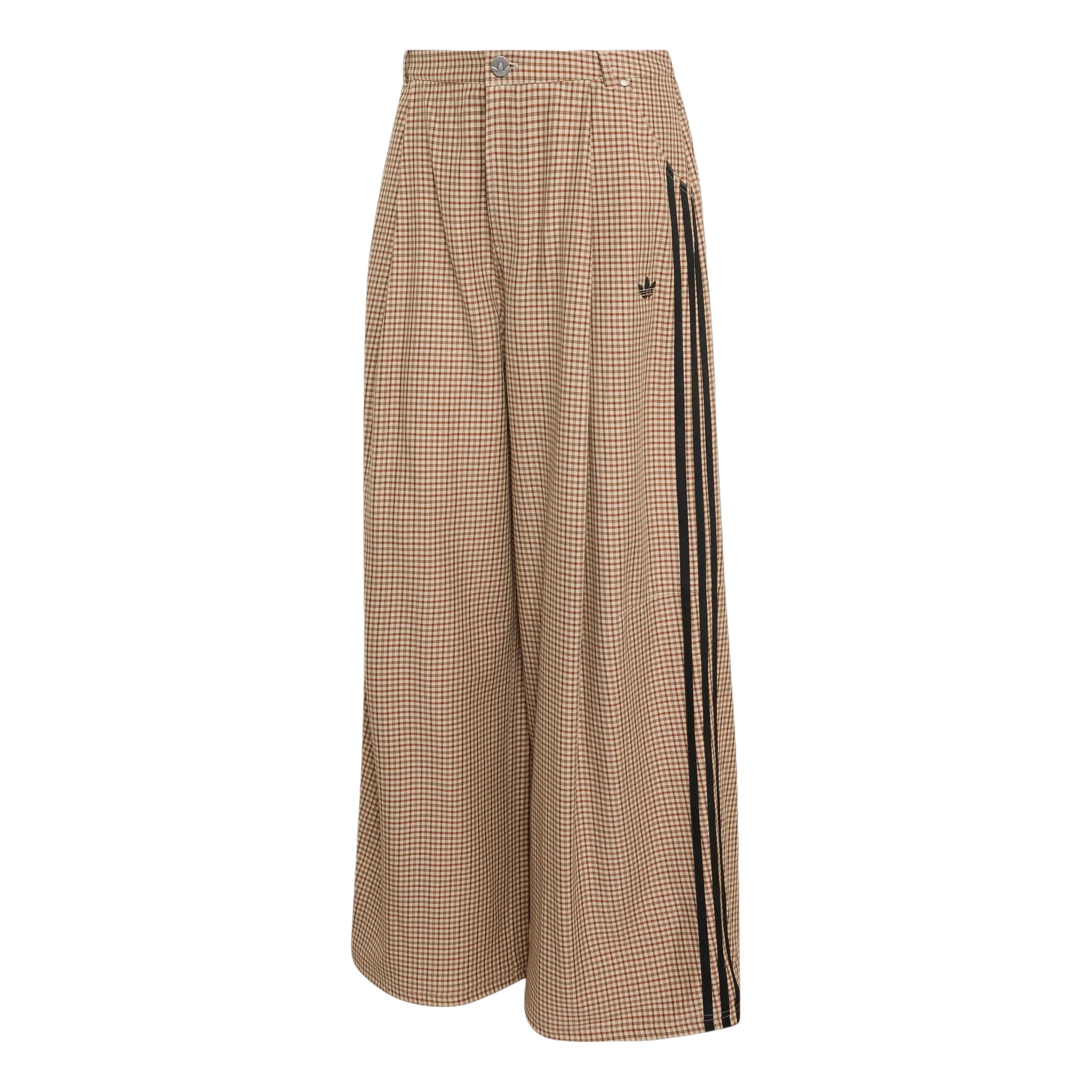 (WMNS) adidas Checks Loose Pants Asia SIzing 'Crystal Linen Aurora Coffee Orbit Green' LE8309 | KICKS CREW