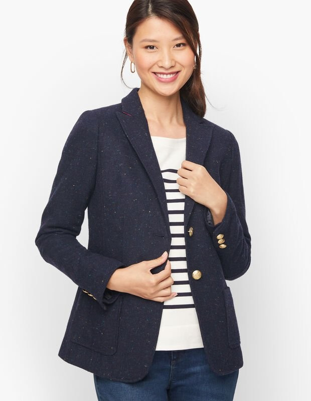 Classic Shetland Blazer - Donegal - Navy Multi | Talbots