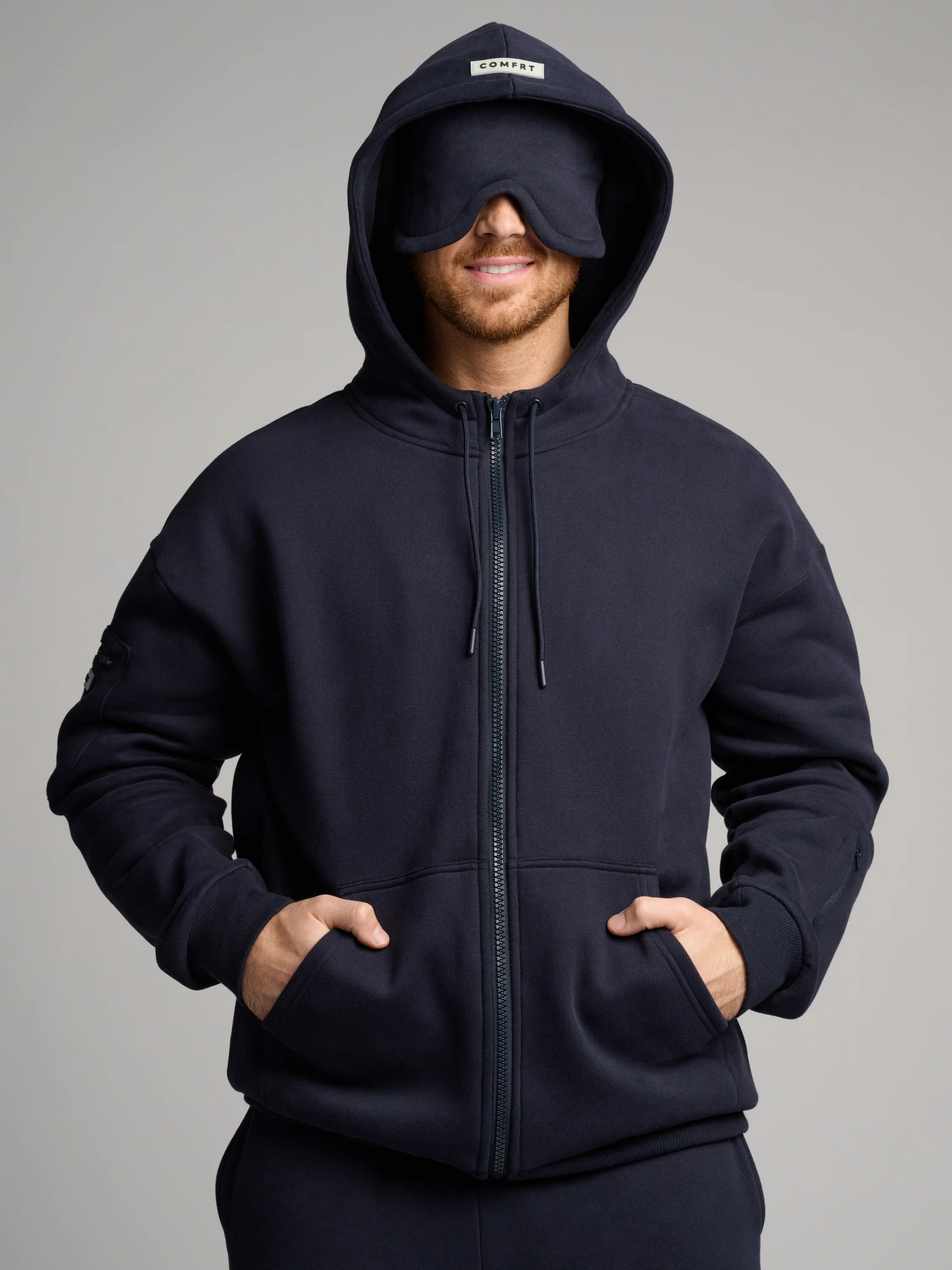 Comfrt Airplane Mode Travel Zip Hoodie | Navy | Oversized | XS | Comfrt