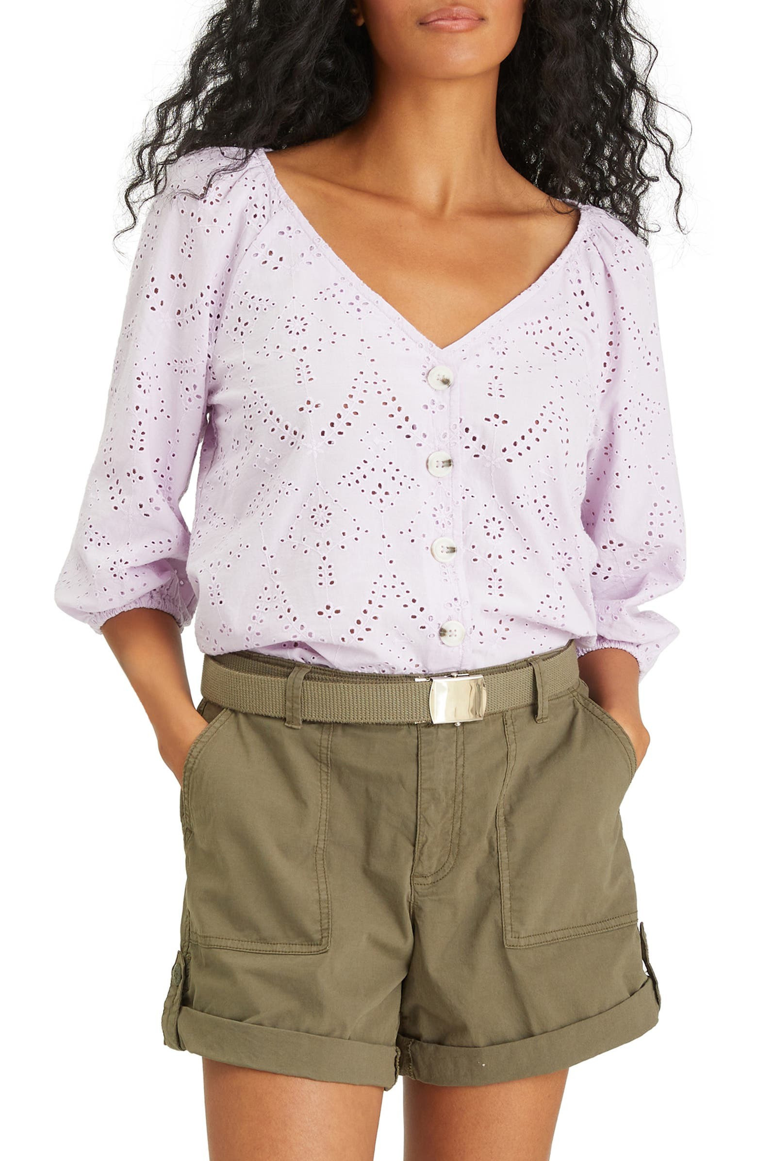 Modern Eyelet V-Neck Blouse | Nordstrom