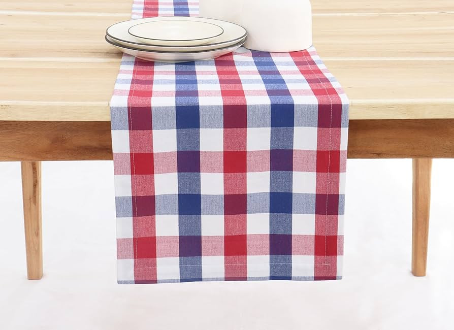 4th of July Buffalo Plaid Table Runner 14 x 72 inch Classic Farmhouse 100% Cotton Checkered Table... | Amazon (US)