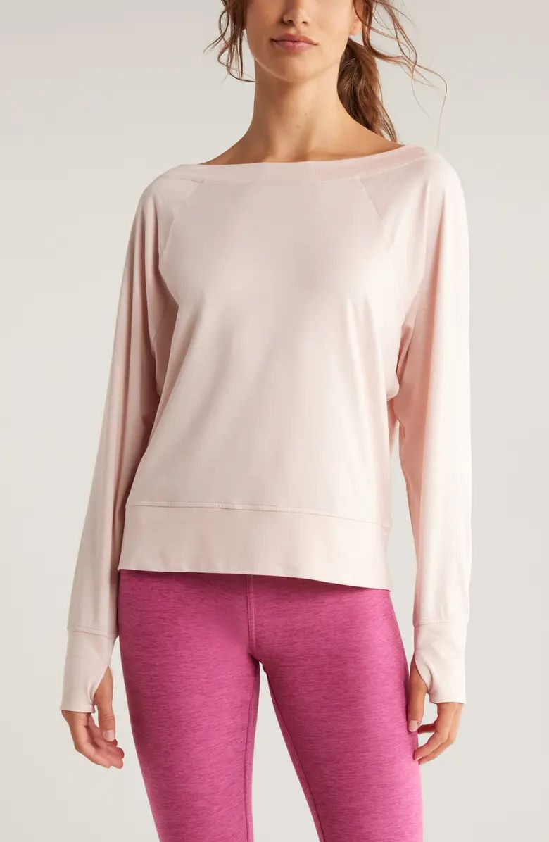 Zella Restore Soft Lite Boat Neck Top | Nordstrom | Nordstrom