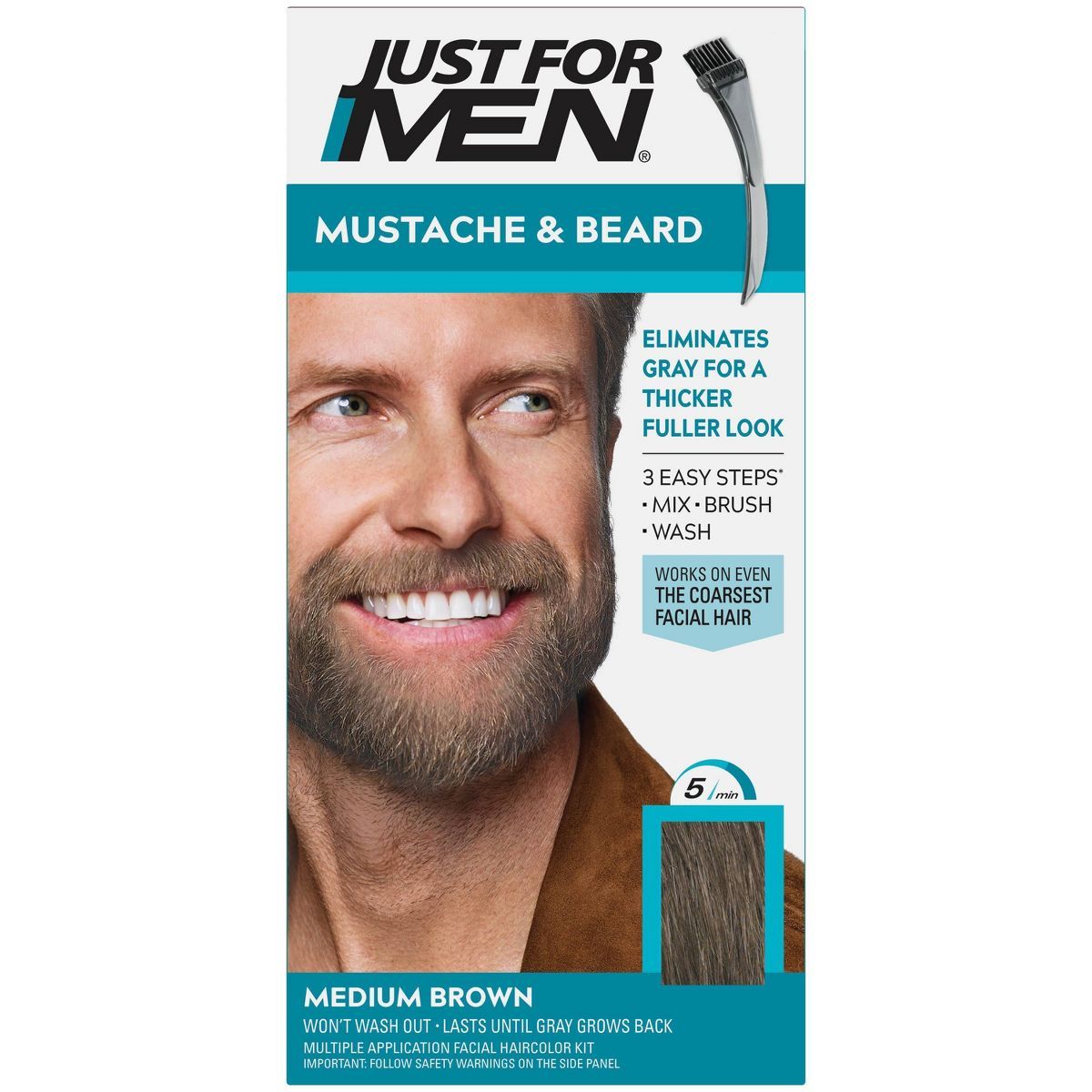 Just For Men Mustache & Beard Beard Coloring for Gray Hair with Brush Included | Target