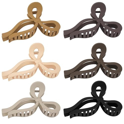 6 Pcs Bow Claw Clips for Women 5 Inch Large Matte Bow Nonslip Strong Hold Hair Clamps Ribbon Clips for Thick Hair | Amazon (US)