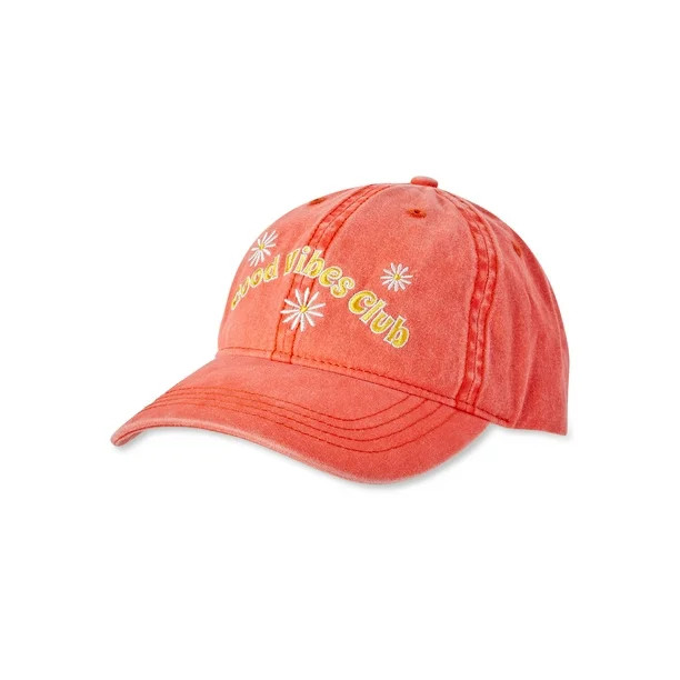 Time and Tru Women's Good Vibes Club Baseball Cap - Walmart.com | Walmart (US)