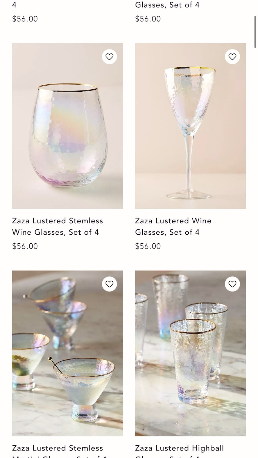 Zaza Lustered Highball Glasses, Set of 4