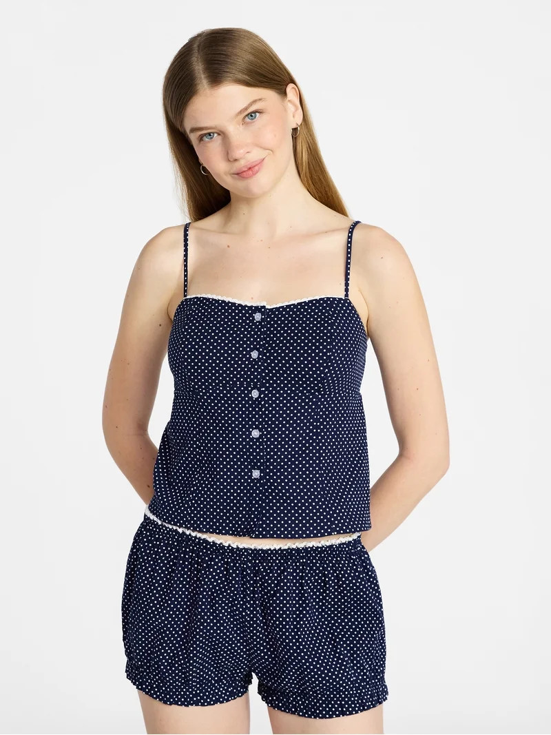 No Boundaries Cami Top and Bloomer Shorts Sleep Set, 2-Piece, Women's XS-XXL | Walmart (US)