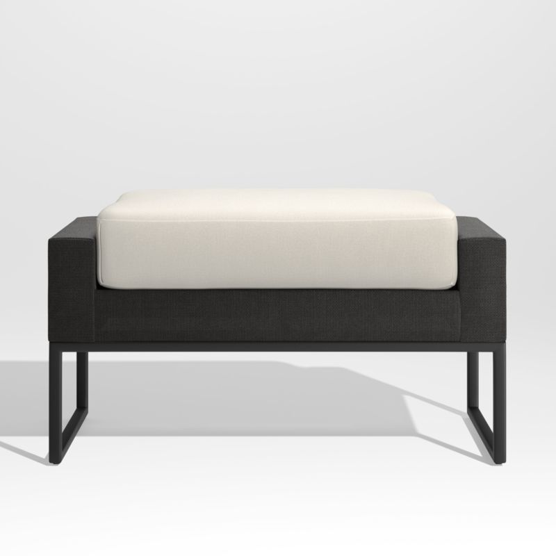 Dune Black Outdoor Ottoman with White Cushion | Crate & Barrel | Crate & Barrel