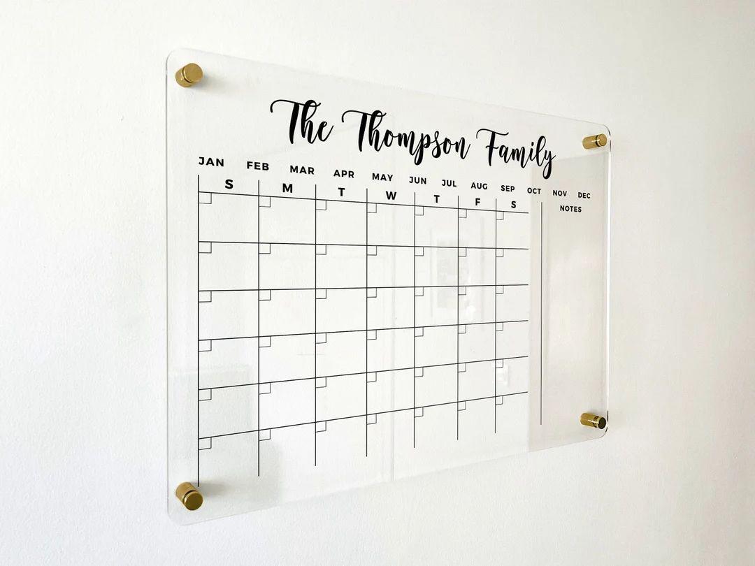 FAMILY CALENDAR Acrylic Large Wall Calendar Dry Erase Board Command Center Monthly Calendar Month... | Etsy (US)