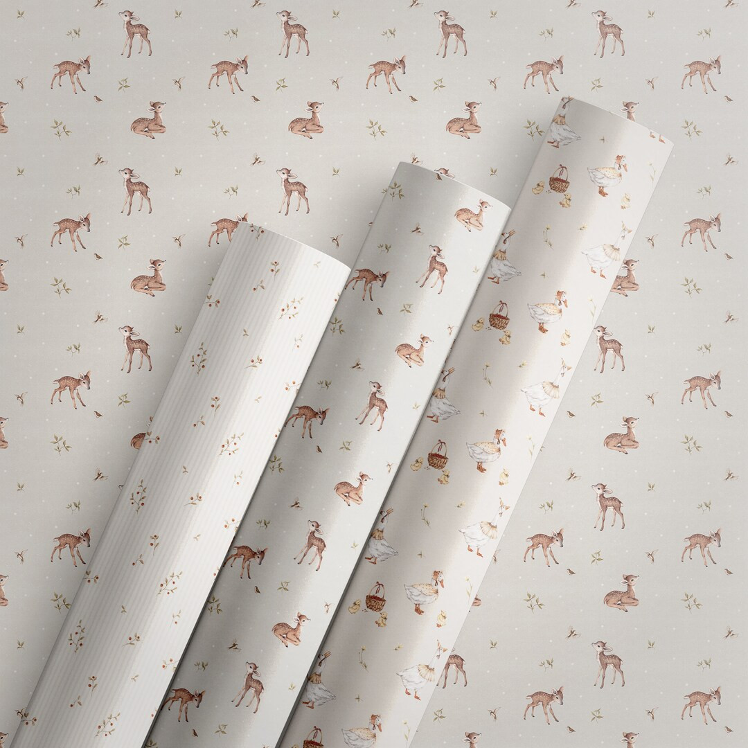 Set of 3 in the Meadow Collection Gift Wrapping Paper Vintage Watercolor for Christmas, Birthday,... | Etsy (US)