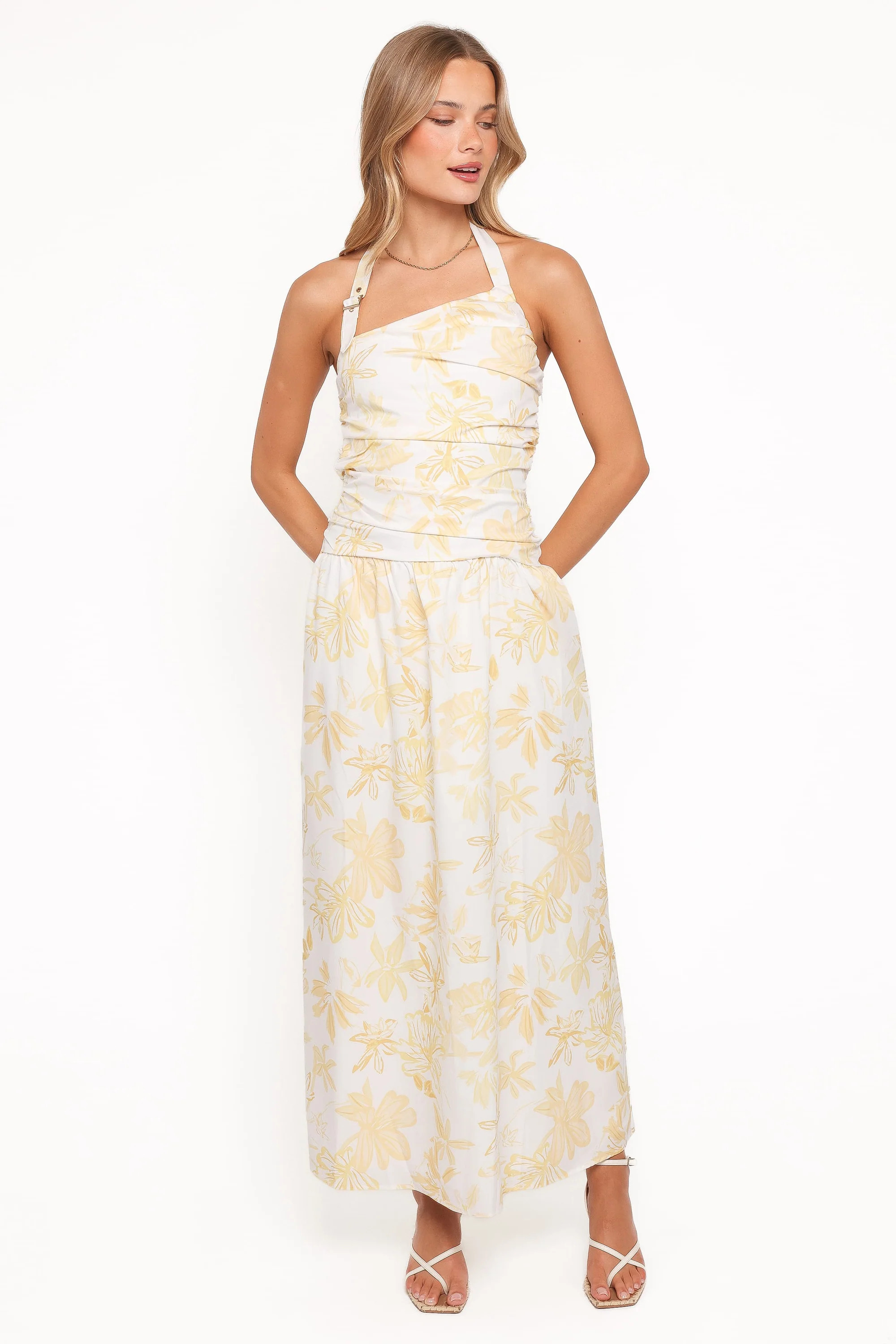 Jemma Halter Maxi Dress - Yellow Floral | Petal & Pup (US)