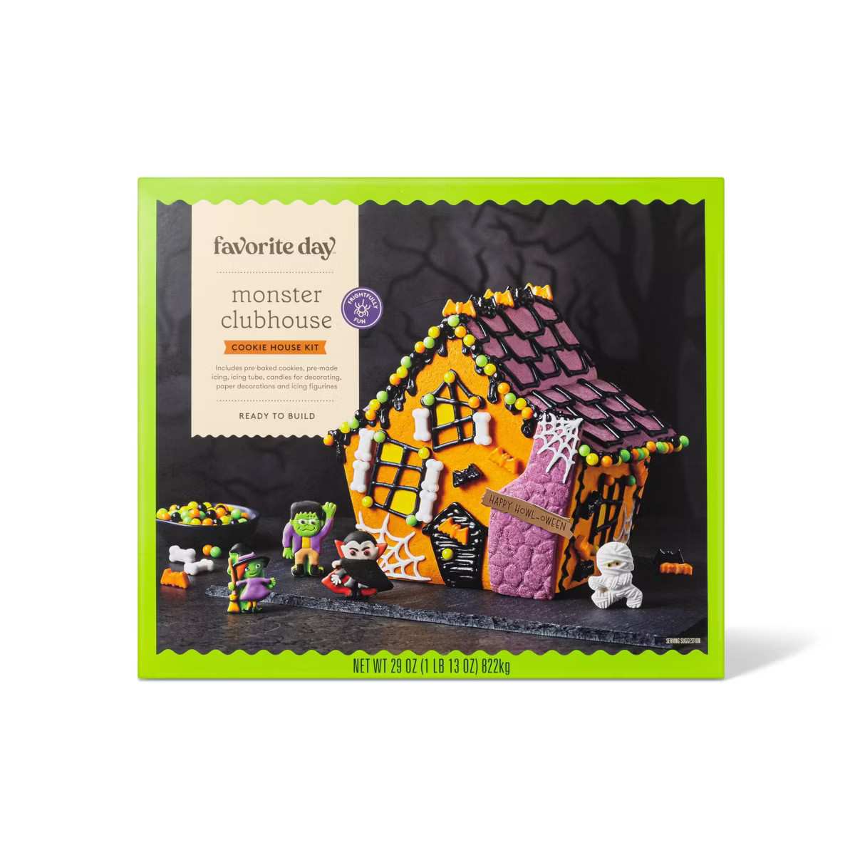 Halloween Ready-to-Decorate Sugar Cookie Monster Club House Kit - 29oz - Favorite Day™ | Target