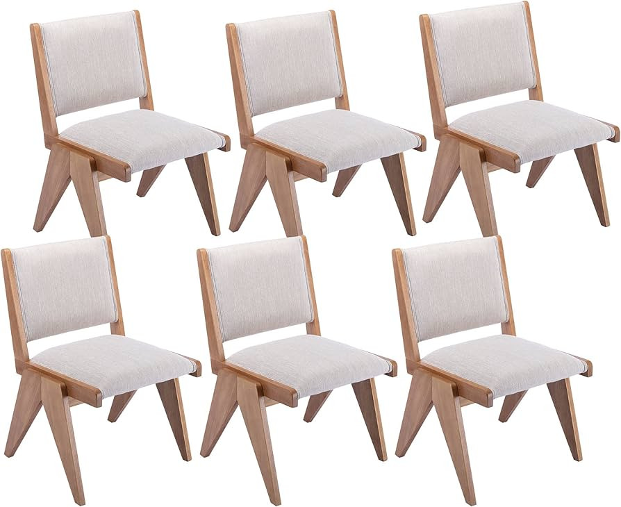 VESCASA Upholstered Dining Chairs with Wood Legs, Linen Mid-Century Modern Padded Dining Chairs w... | Amazon (US)