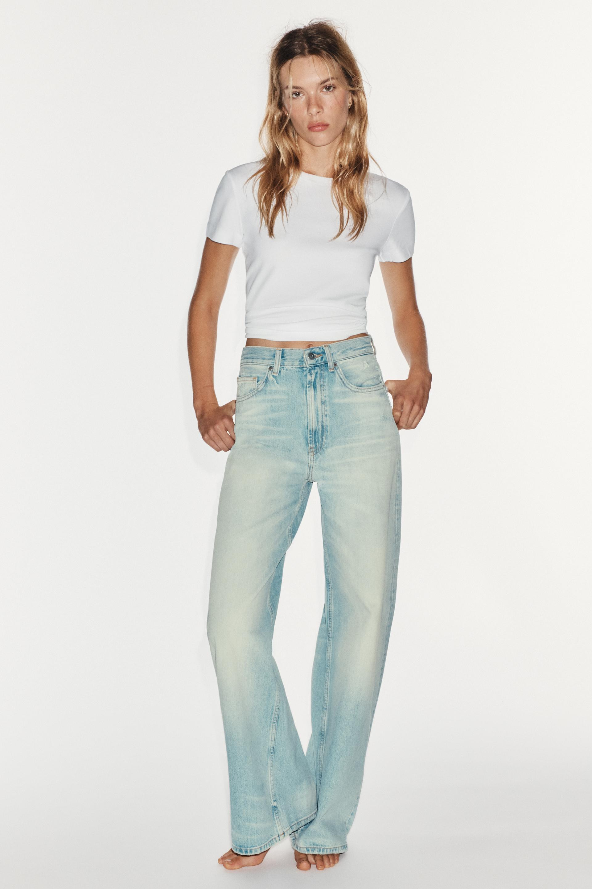 Zara - Trf High Rise Extra Wide Leg Jeans - Light Blue - 31 (Us 12) - Woman | Zara US