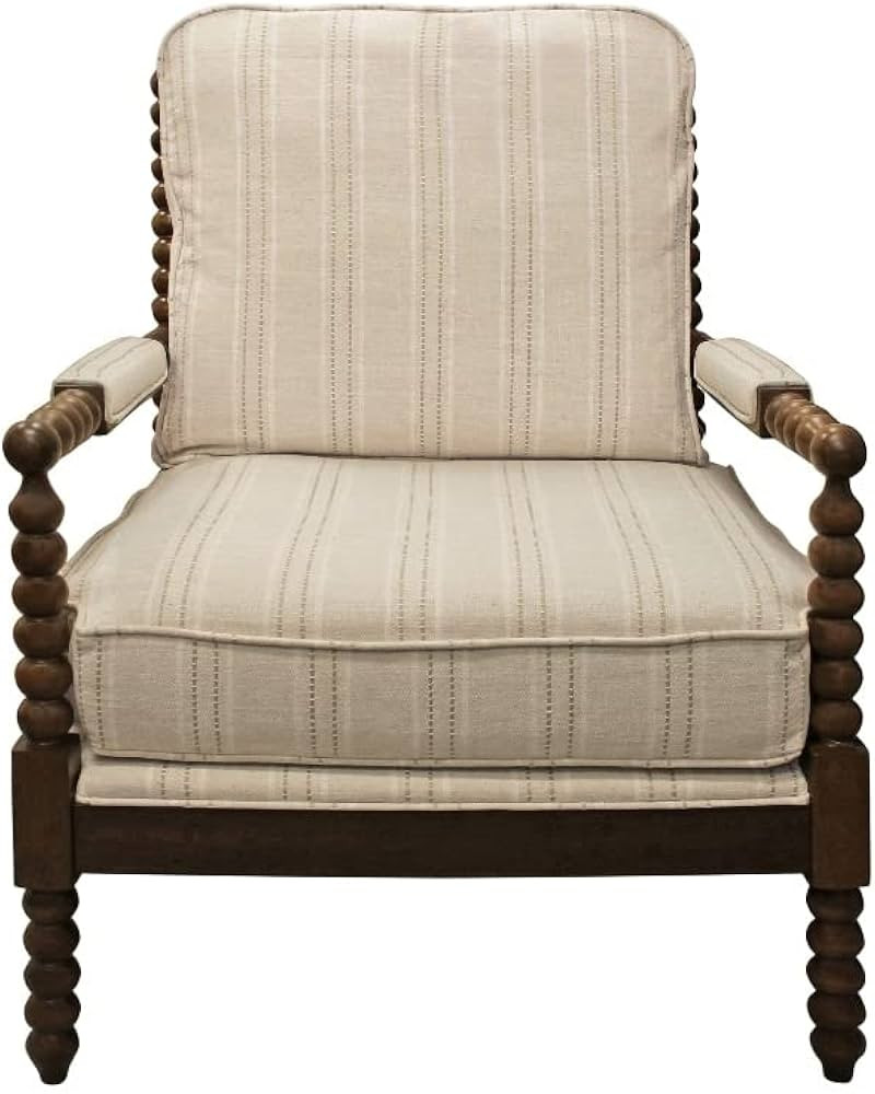 MOTI Wyndham Natural Stripe Linen Occasional Chair with Solid Rubberwood Frame 37" x 28" x 34" | Amazon (US)