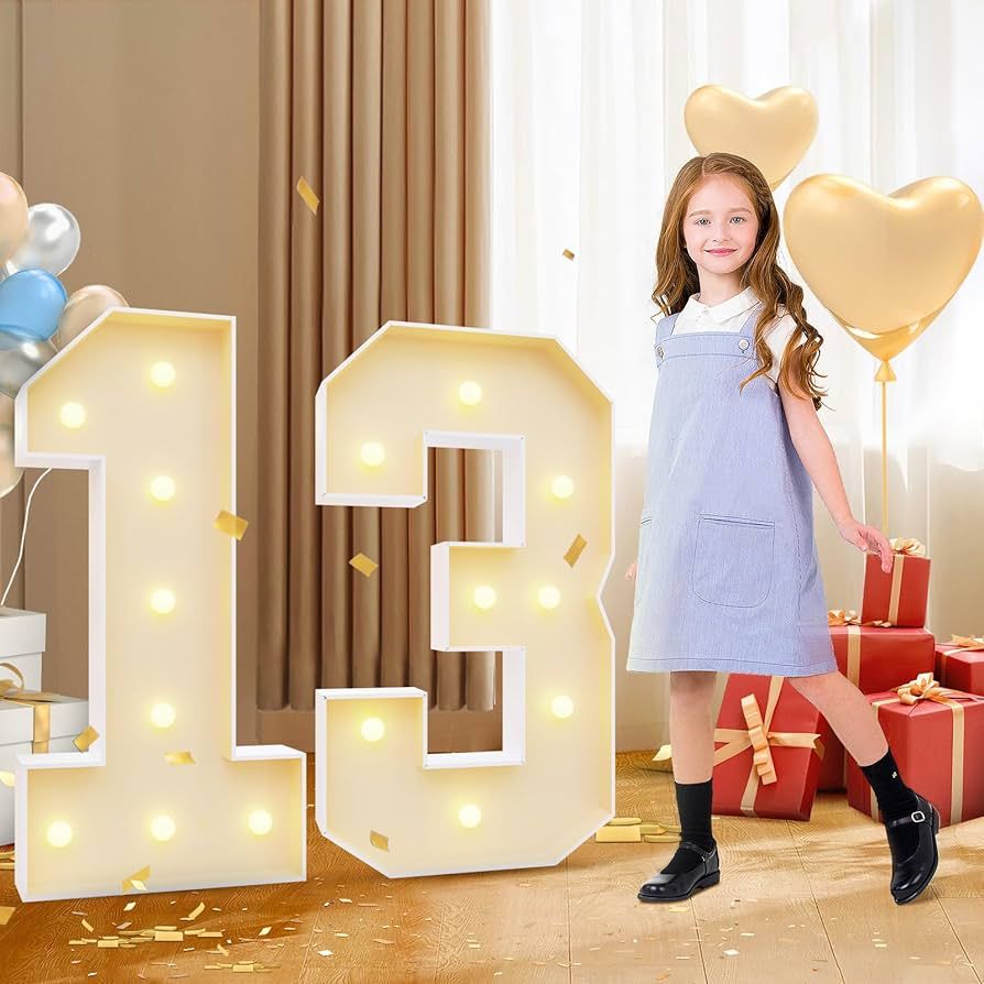 3FT 13th Birthday Decorations Numbers: 13th Birthday Party Anniversary Decorations Large Light Up... | Amazon (US)