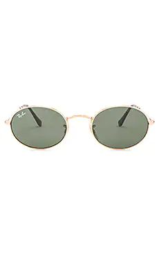 Ray-Ban Oval Flat in Gold & Green Classic from Revolve.com | Revolve Clothing (Global)