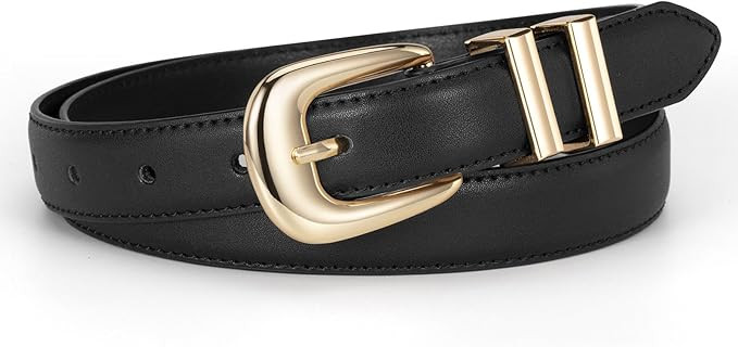 Womens Belt Fashion Leather Wais Belt for Jeans Pants Dresses with Gold Buckle | Amazon (US)