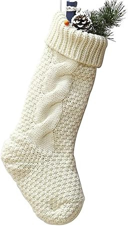 18" Large Size Cable Knit Christmas Stockings,Unique Burgundy Xmas Stocking Decorations for Famil... | Amazon (US)